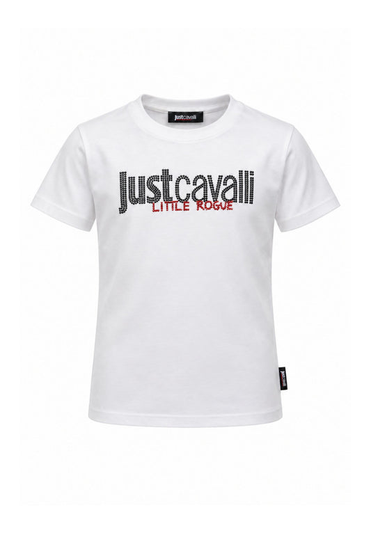 JUST CAVALLI tshirt  PANNA CON LOGO BORCHIATO Bambini e ragazzi jba26156ts.panna_