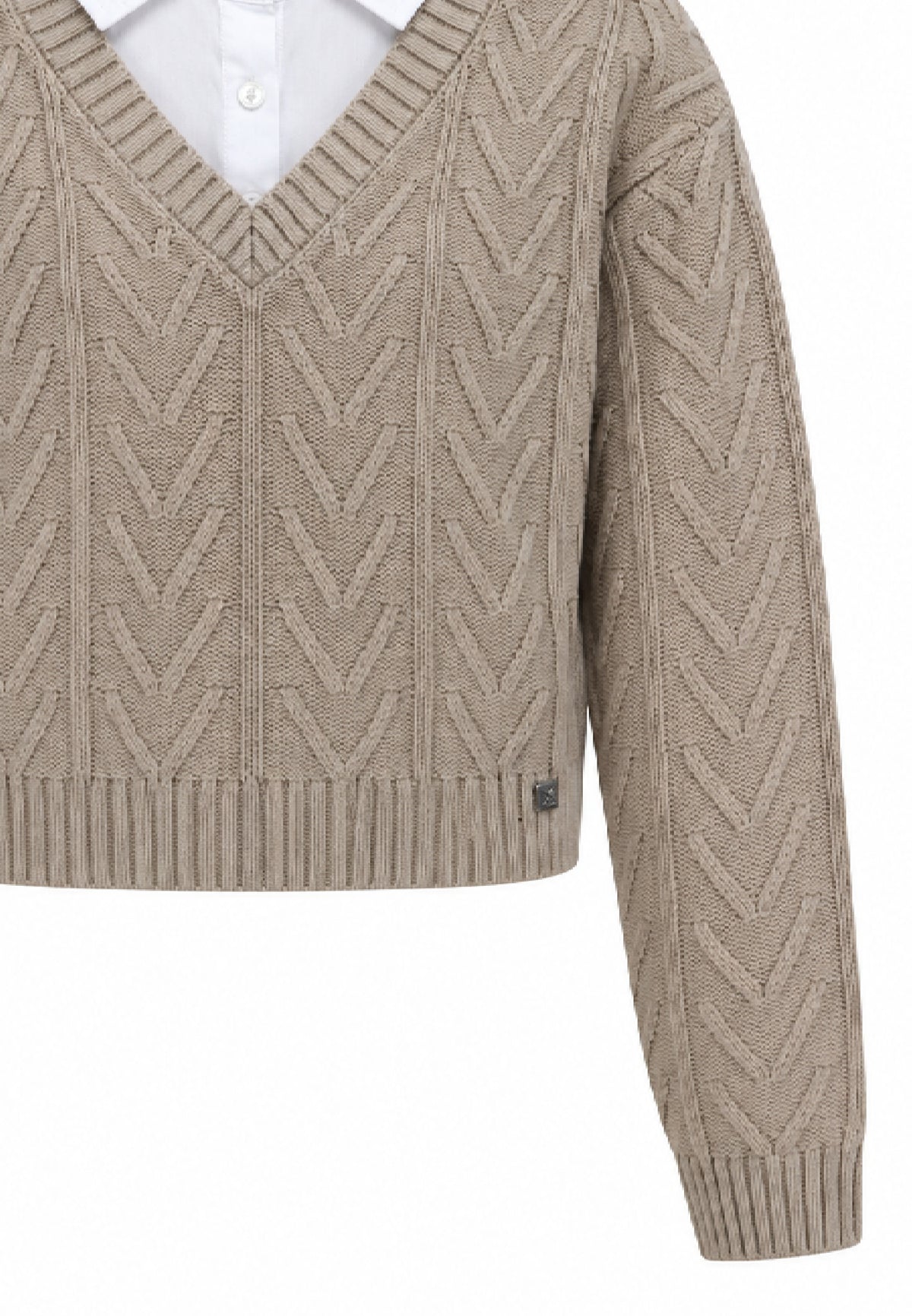 Kocca maglia BEIGE INTRECCIATA CROP CON CAMICIA Bambine e ragazze welfin.beige_
