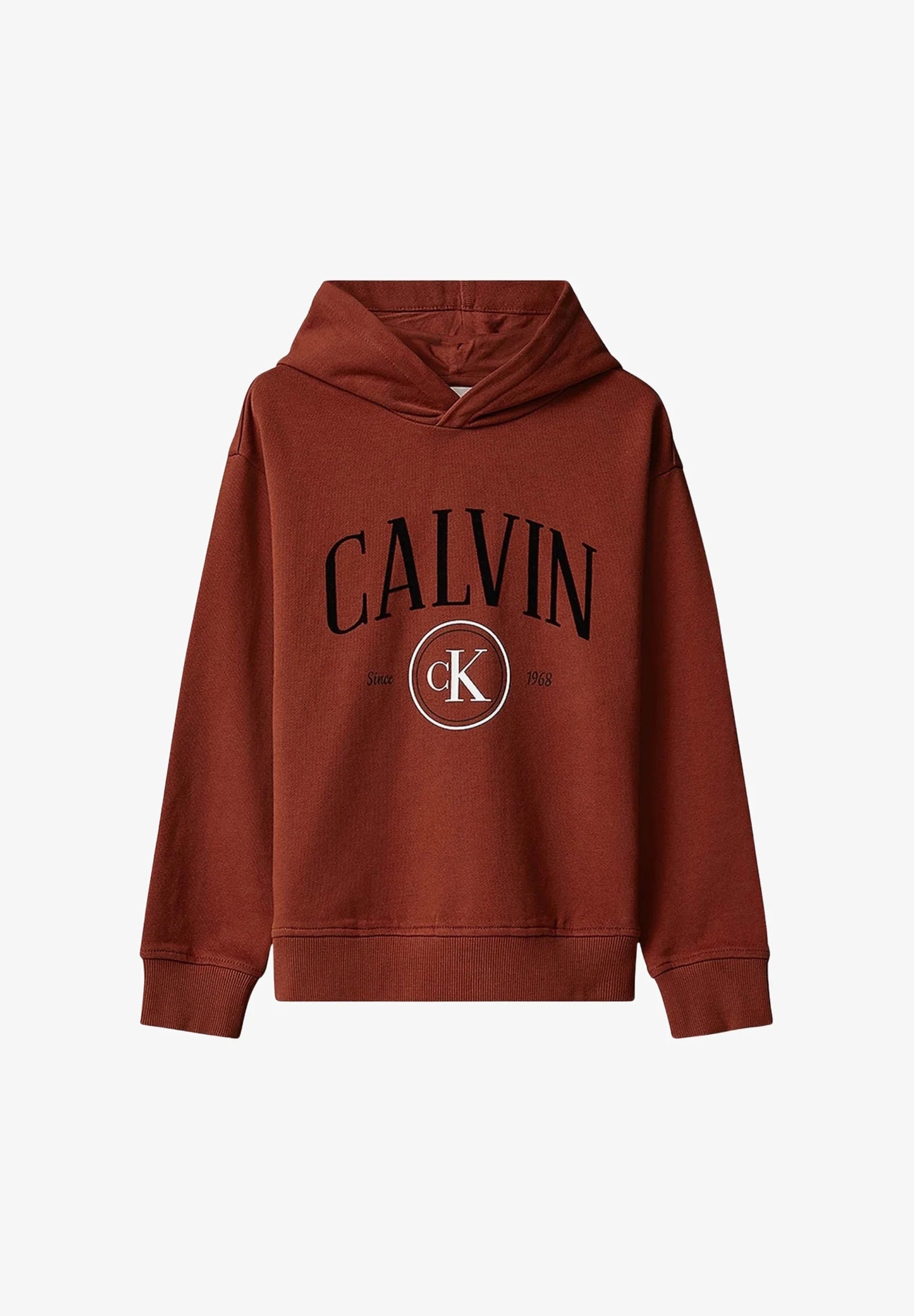 CALVIN KLEIN felpa BORDEAUX CON CAPPUCCIO E LOGO CENTRALE Bambini e ragazzi lvckfjb28bgcq.bordeaux_