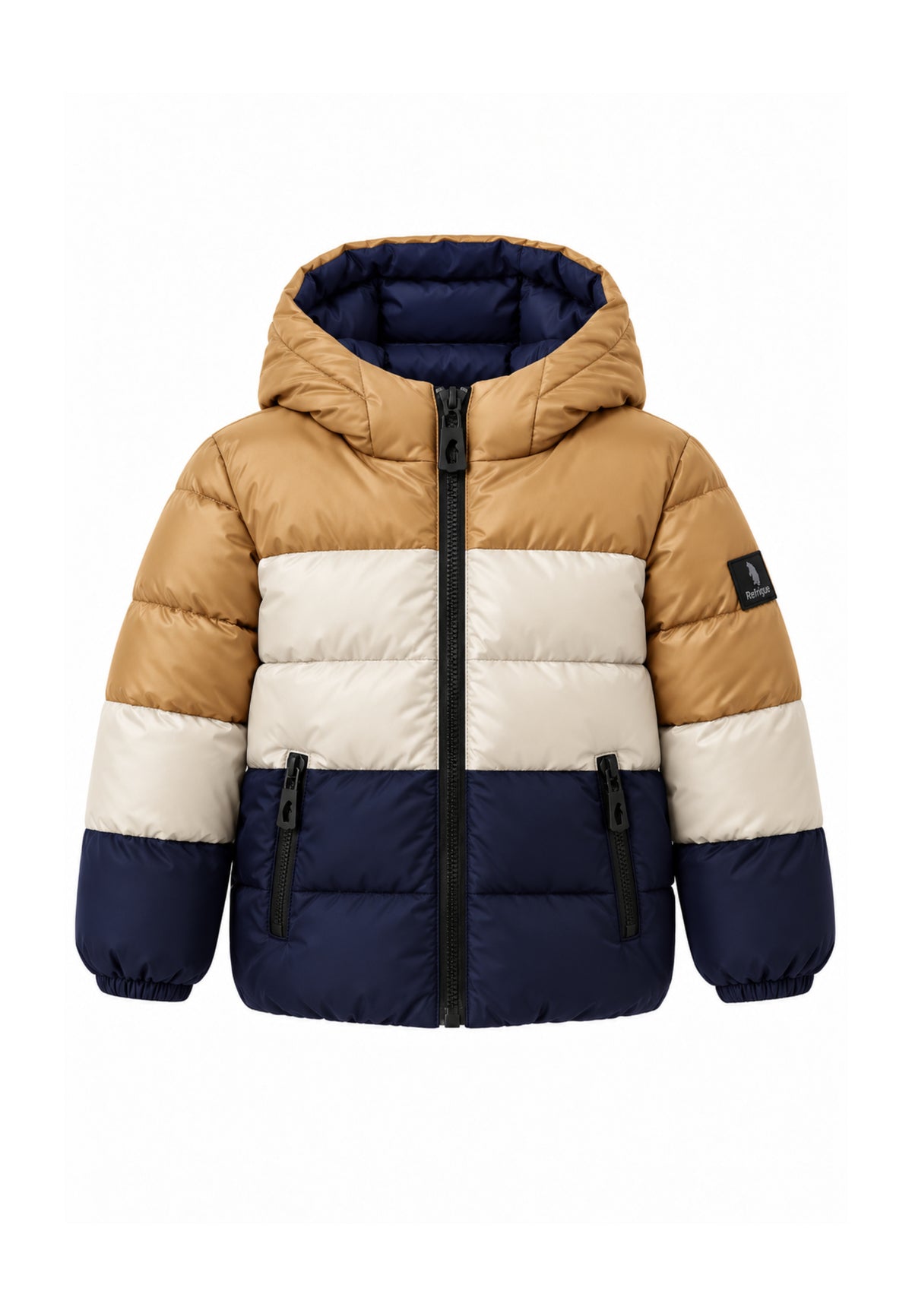 Refrigue giubbotto blu E BEIGE color block cappuccio Bambini e ragazzi 2871o00063.BLU_
