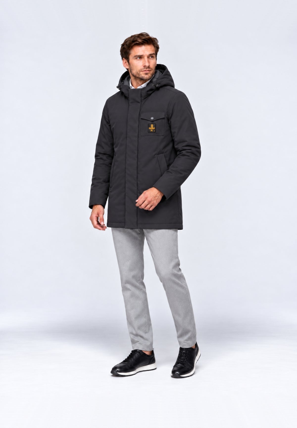 REFRIGIWEAR GIUBBOTTO NERO LUNGO SOFTSHELL Uomo LONG SPEED.NE_