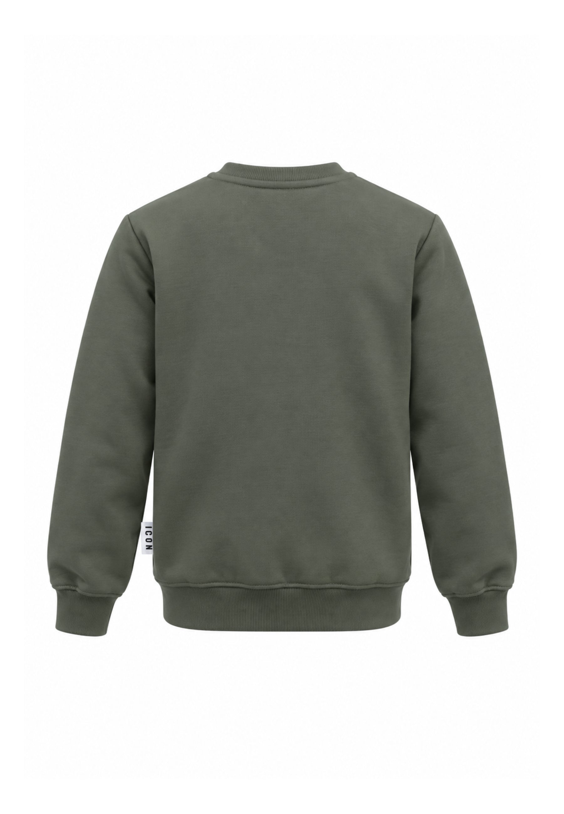 ICON FELPA verde girocollo con maxi logo in ecopelle Bambini e ragazzi ibsw001356.ver_