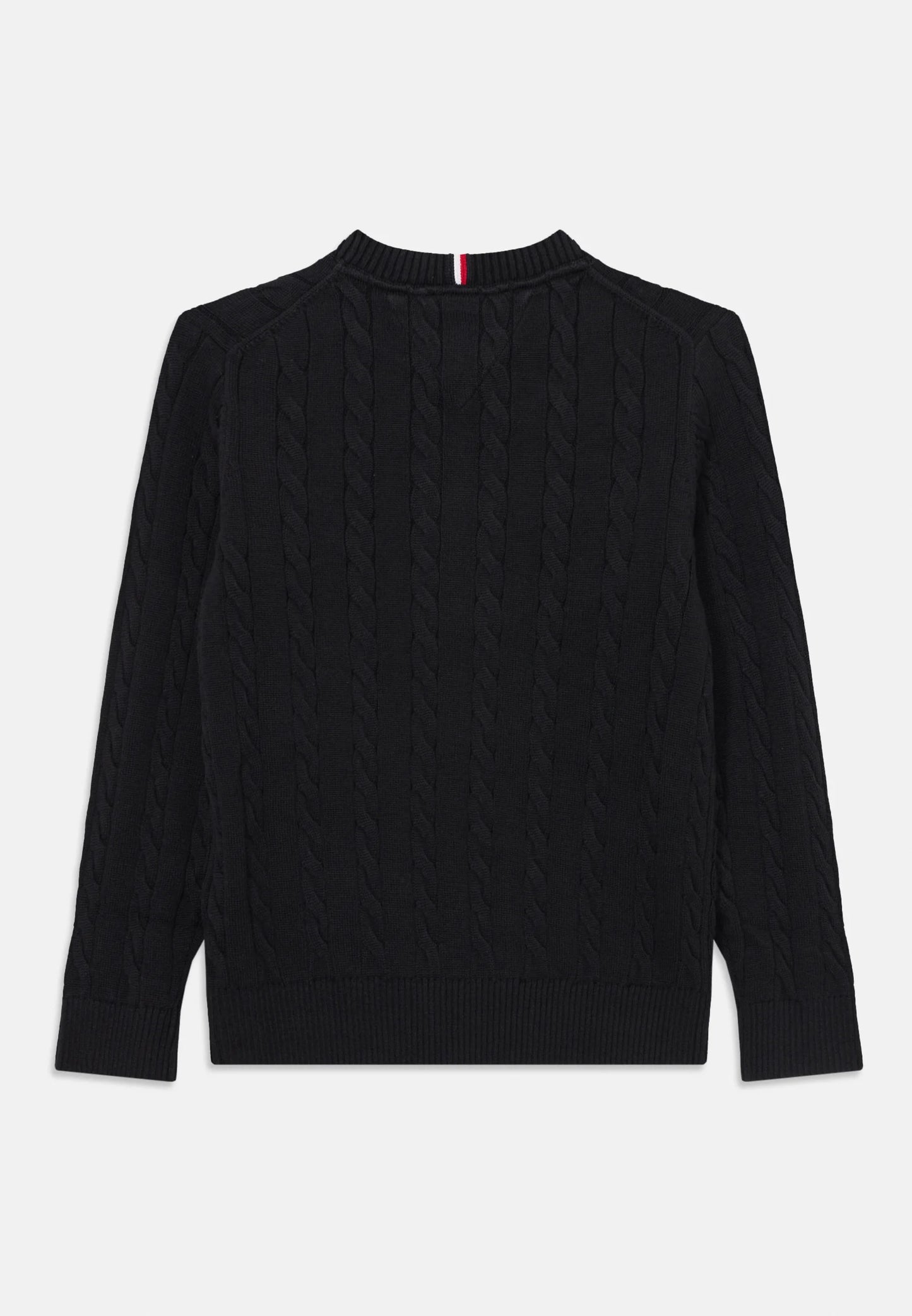 TOMMY HILFIGER maglione nero intrecciato logo piccolo Bambini e ragazzi KB0KB09753BDS_