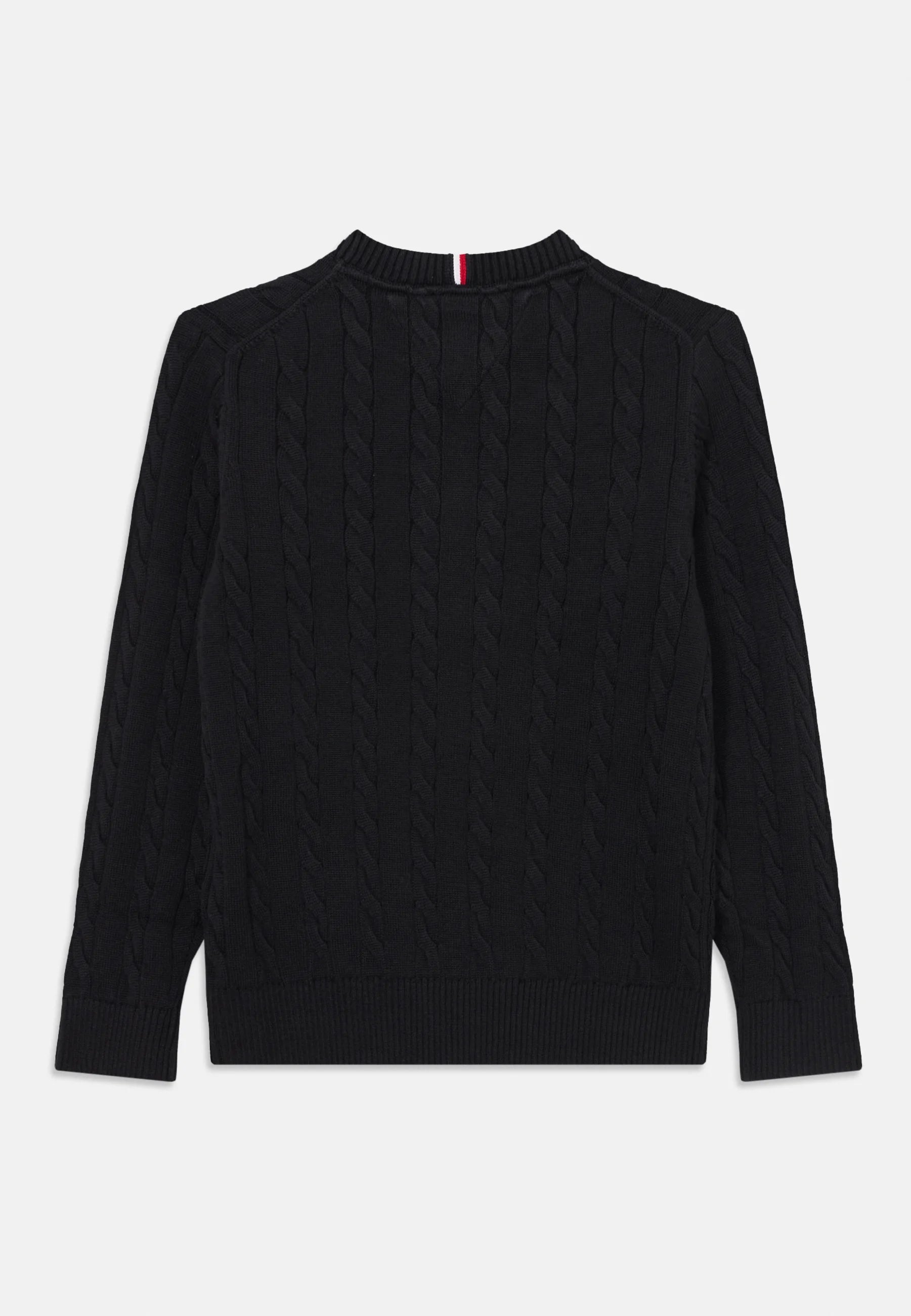TOMMY HILFIGER maglione nero intrecciato logo piccolo Bambini e ragazzi KB0KB09753BDS_