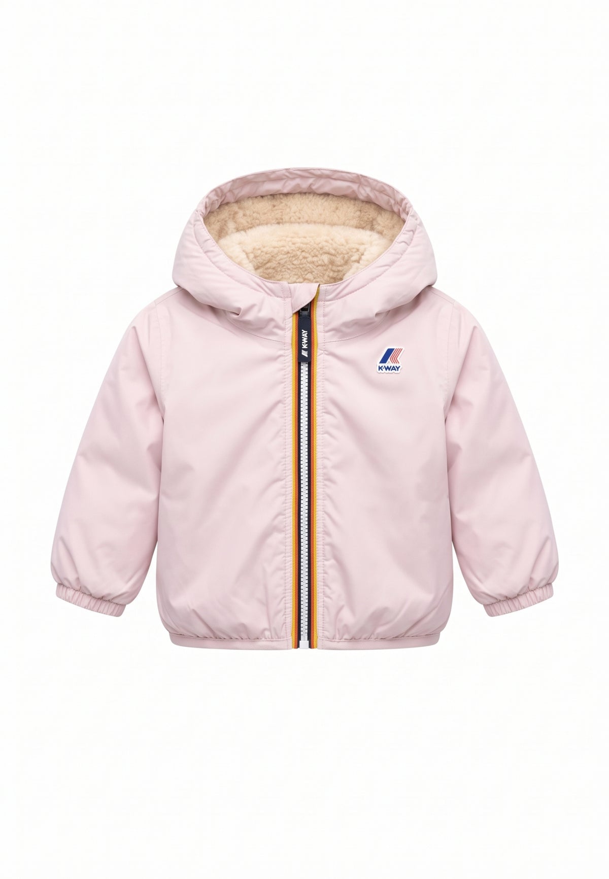 Kway giubbotto rosa con cappuccio imbottito per bambina e neonata