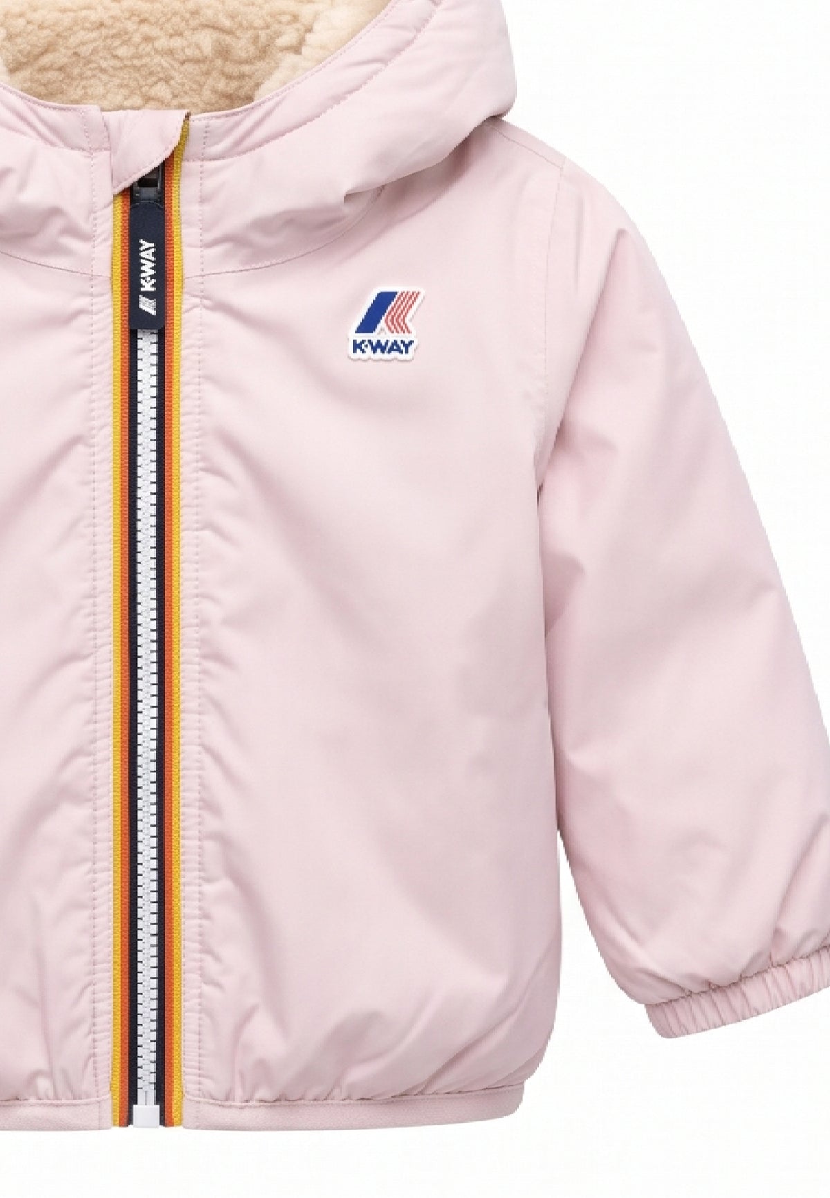 Kway giubbotto rosa con cappuccio imbottito per bambina e neonata