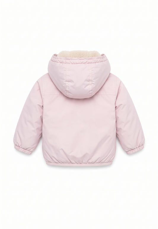 Kway giubbotto rosa con cappuccio imbottito per bambina e neonata