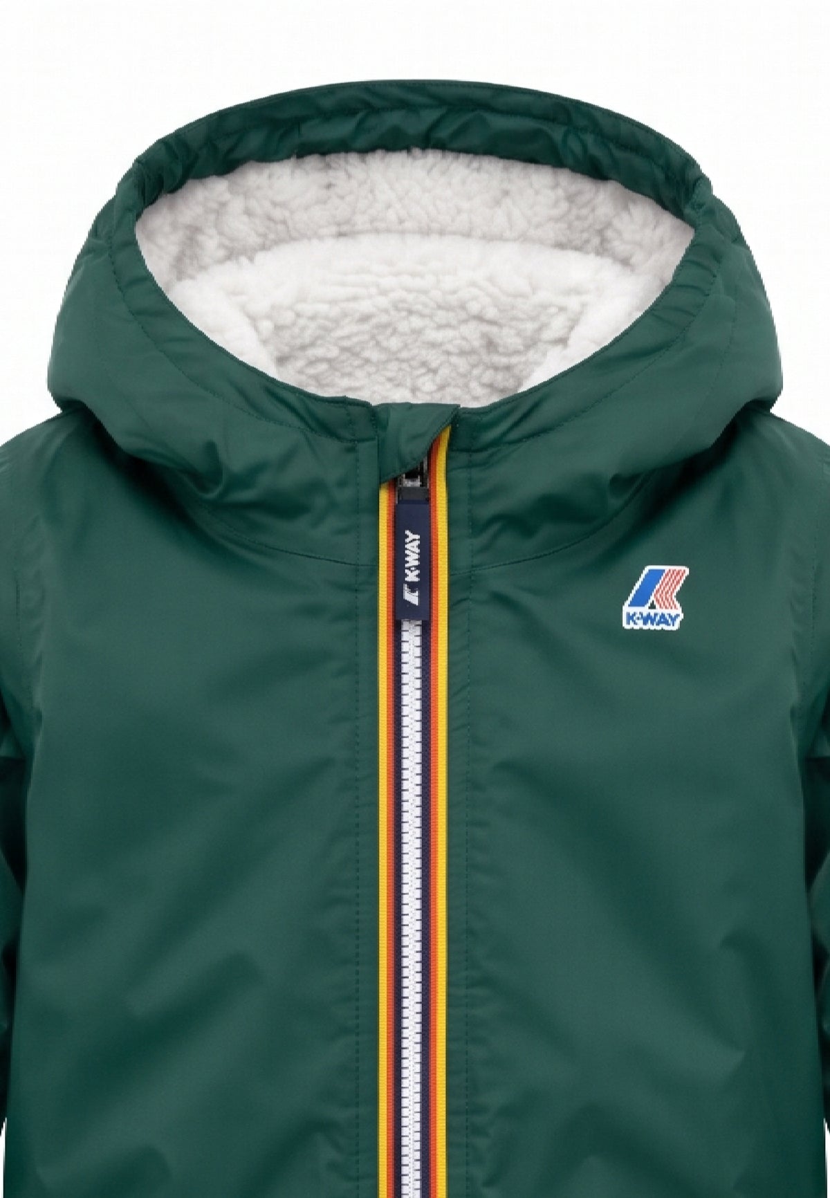 Kway giubbotto verde con cappuccio imbottito per bambino e neonato