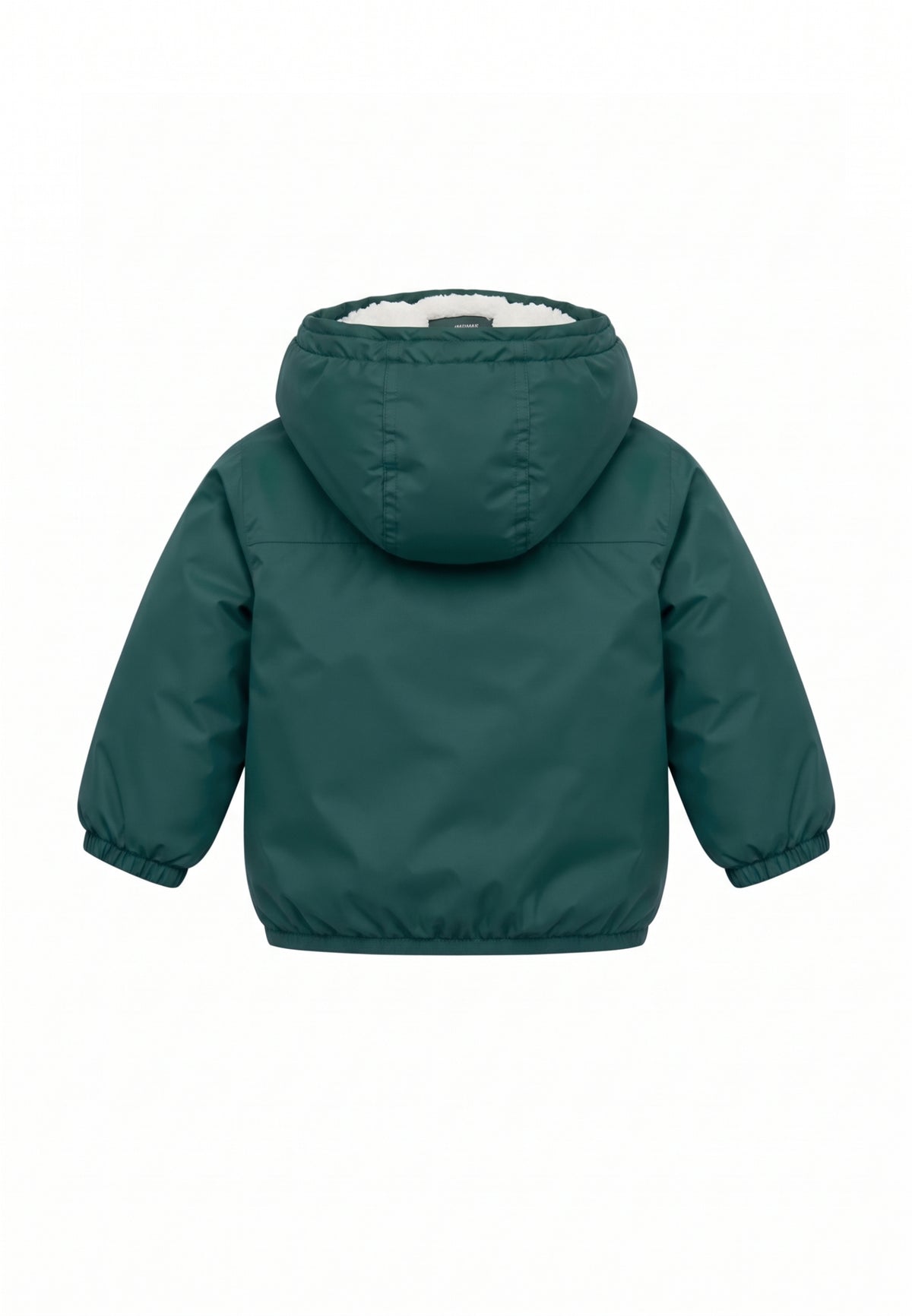 Kway giubbotto verde con cappuccio imbottito per bambino e neonato
