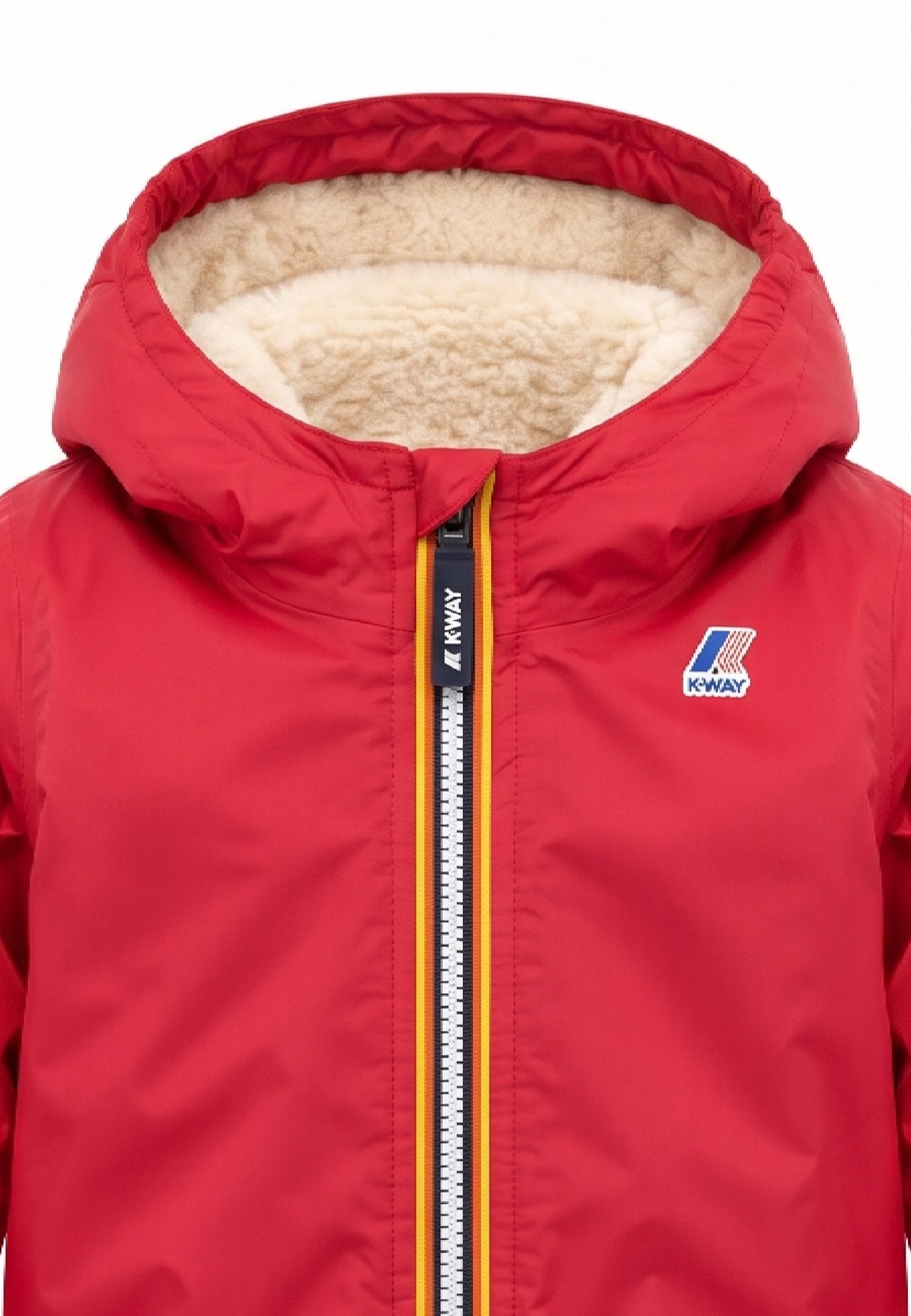 Kway giubbotto rosso con cappuccio imbottito per bambino e neonato