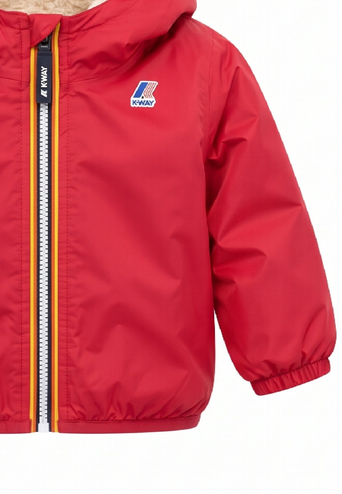 Kway giubbotto rosso con cappuccio imbottito per bambino e neonato