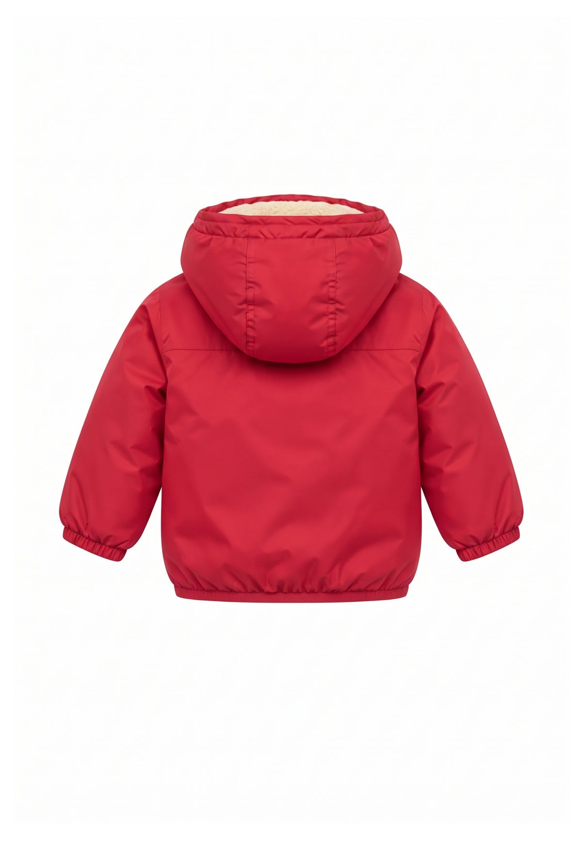 Kway giubbotto rosso con cappuccio imbottito per bambino e neonato