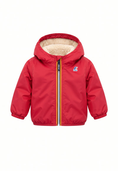 Kway giubbotto rosso con cappuccio imbottito per bambino e neonato