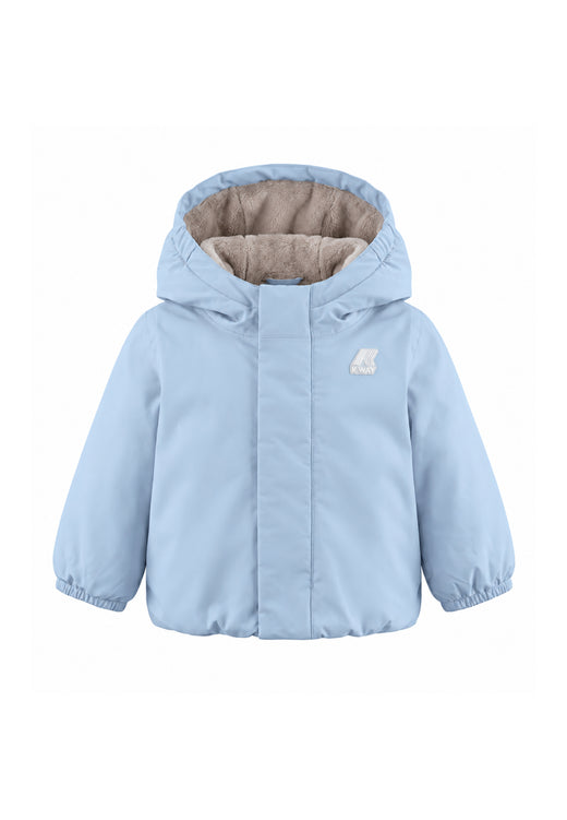 Kway giubbotto celeste con cappuccio bambino e neonato