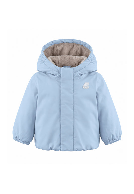 Kway giubbotto celeste con cappuccio bambino e neonato