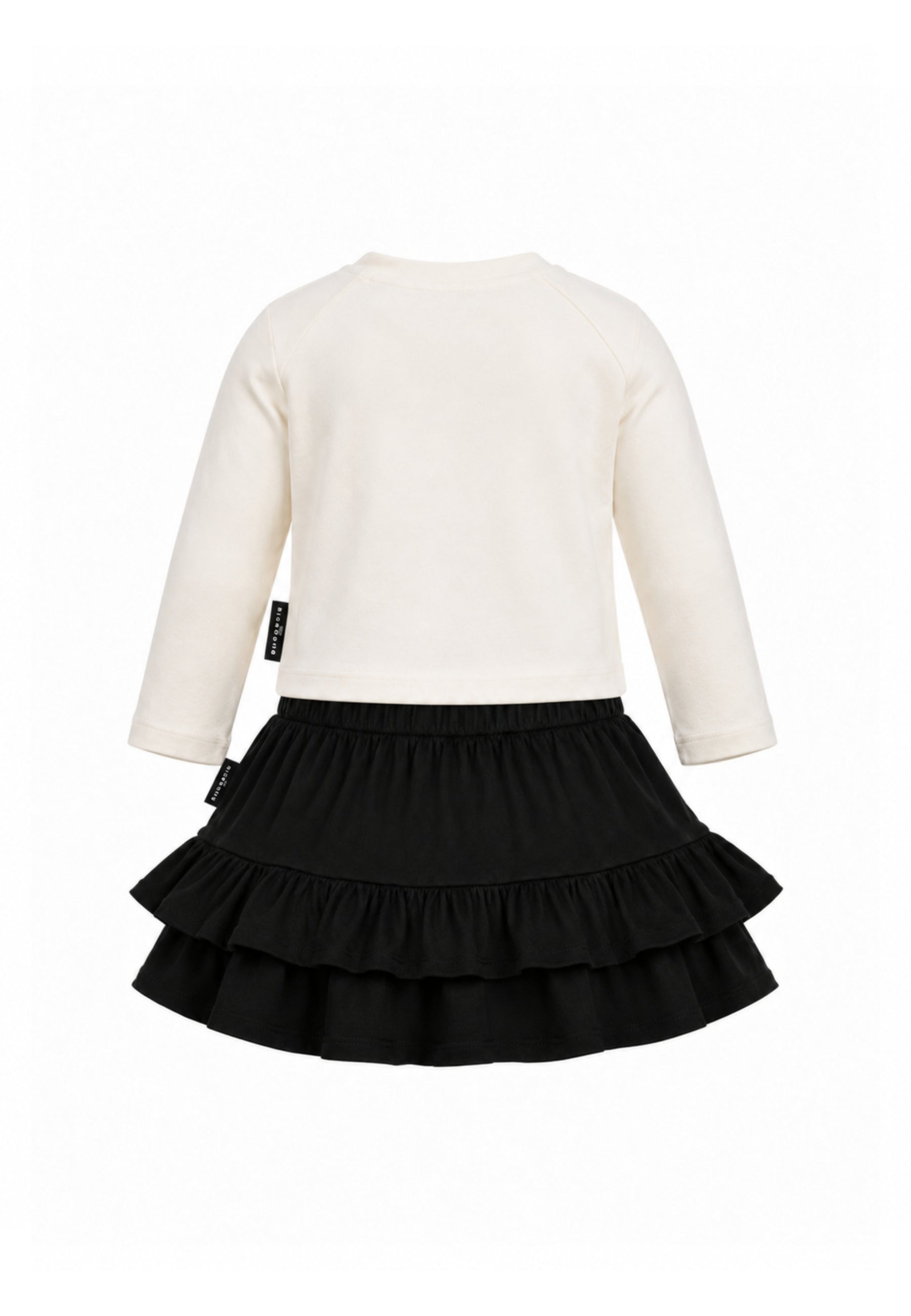 John Richmond Completo t shirt panna a manica lunga e gonna nera a balze Bambine e ragazze ria26134cj.panna_