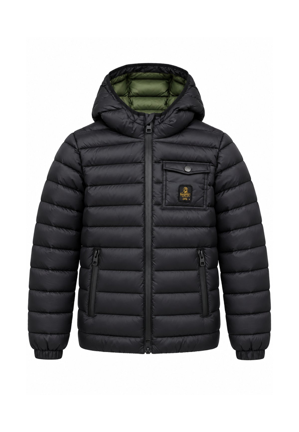 REFRIGIWEAR GIUBBOTTO NERO CON CAPPUCCIO E FODERA A CONTRASTO Bambini e ragazzi R2156CW26.NE_