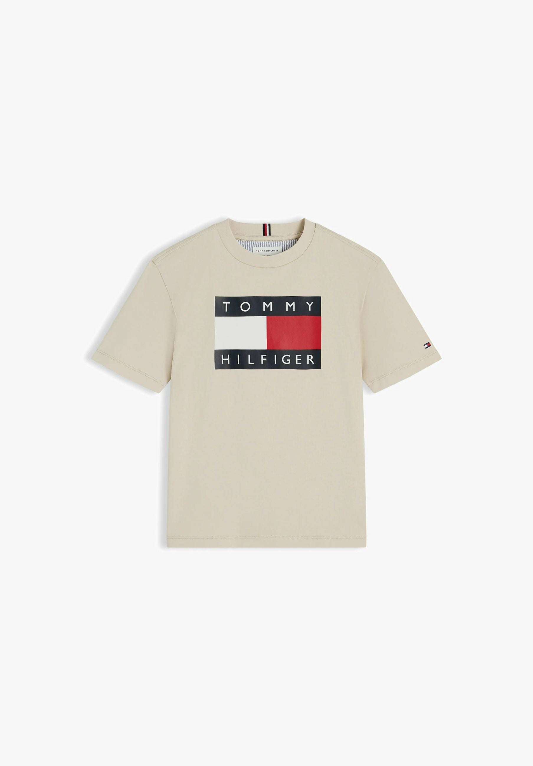 TOMMY HILFIGER TSHIRT BEIGE LOGO BANDIERA MANICHE CORTE Bambini e ragazzi KB0KB10340ACI_