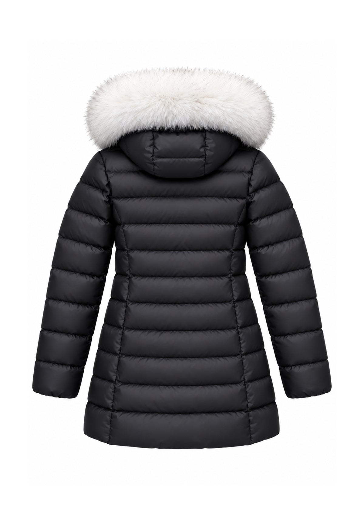 Peuterey GIUBBOTTO NERO LUNGO TRAPUNTATO CON DETTAGLIO PELLICCIA Bambine e ragazze SERIOLA MQN 05 FOX FUR KID.NE_