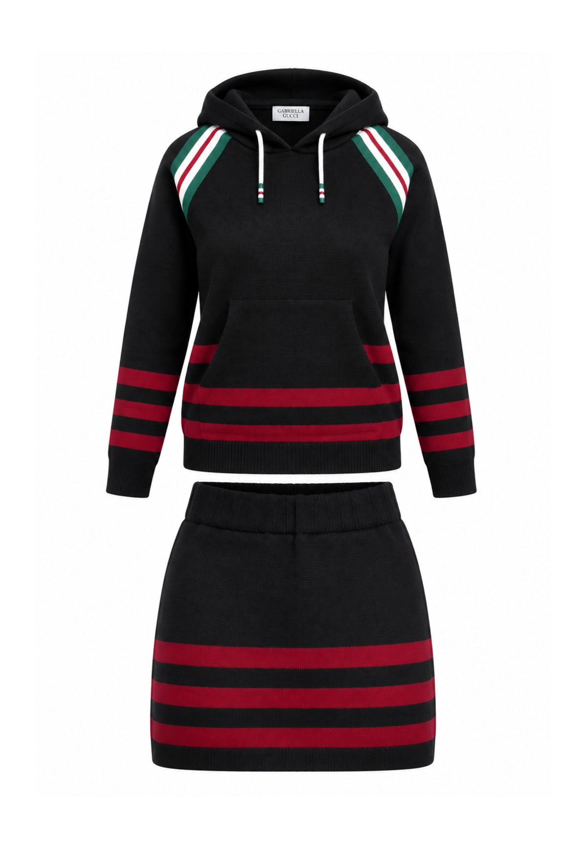 Gabriella Gucci COMPLETO NERO IN MAGLIA CON FELPA E GONNA Bambine e ragazze GK305+GK307.NE_
