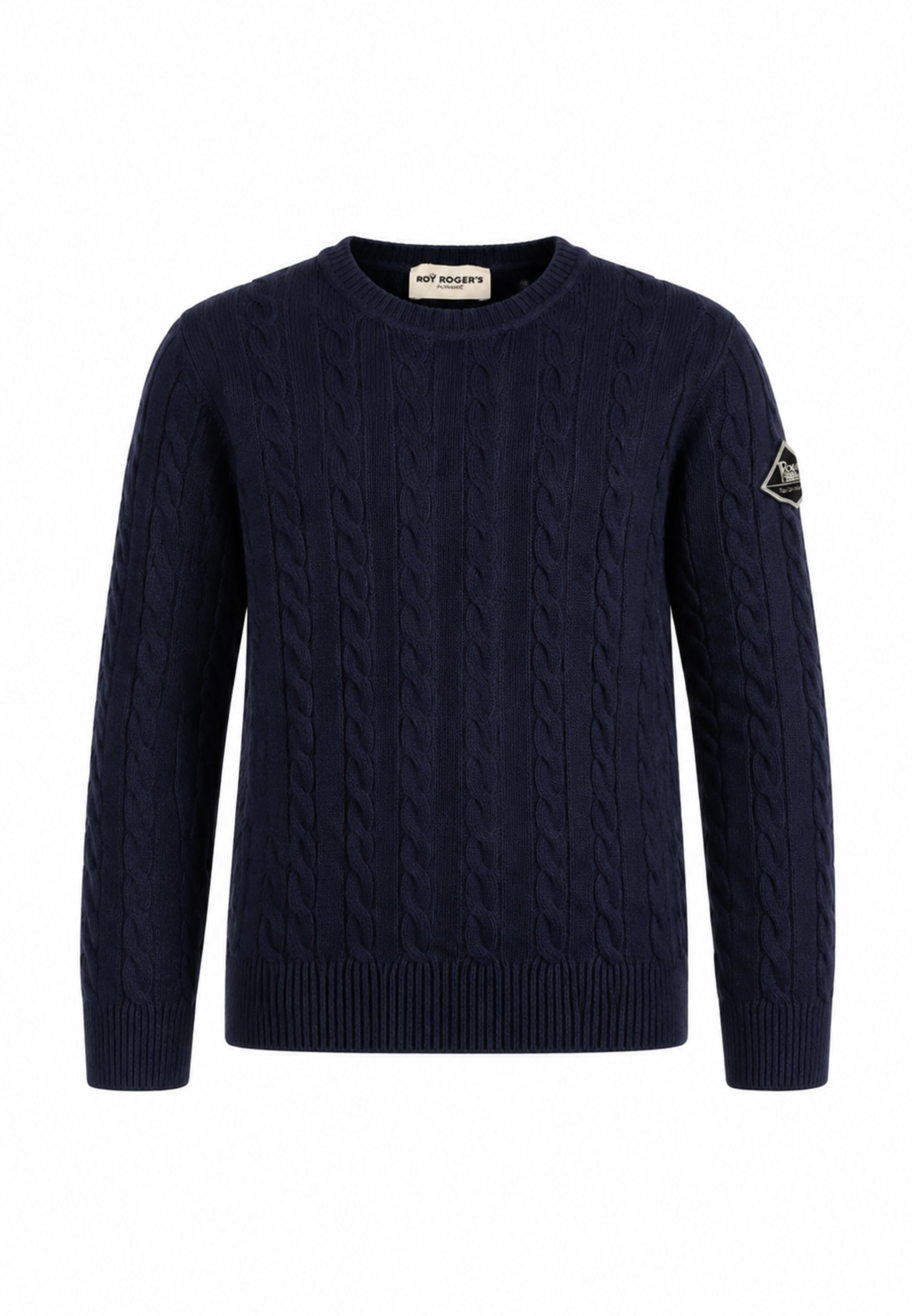 Roy Roger's maglione blu a treccia con toppa sul braccio Bambini e ragazzi rx401/00.blu_