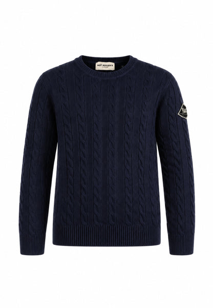Roy Roger's maglione blu a  treccia con toppa sul braccio Bambini e ragazzi rx401/00.blu_