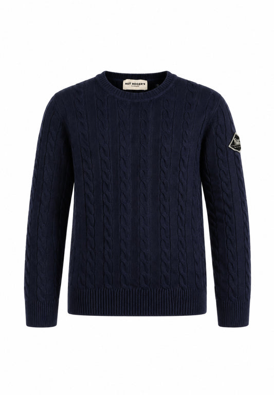 Roy Roger's maglione blu a  treccia con toppa sul braccio Bambini e ragazzi rx401/00.blu_