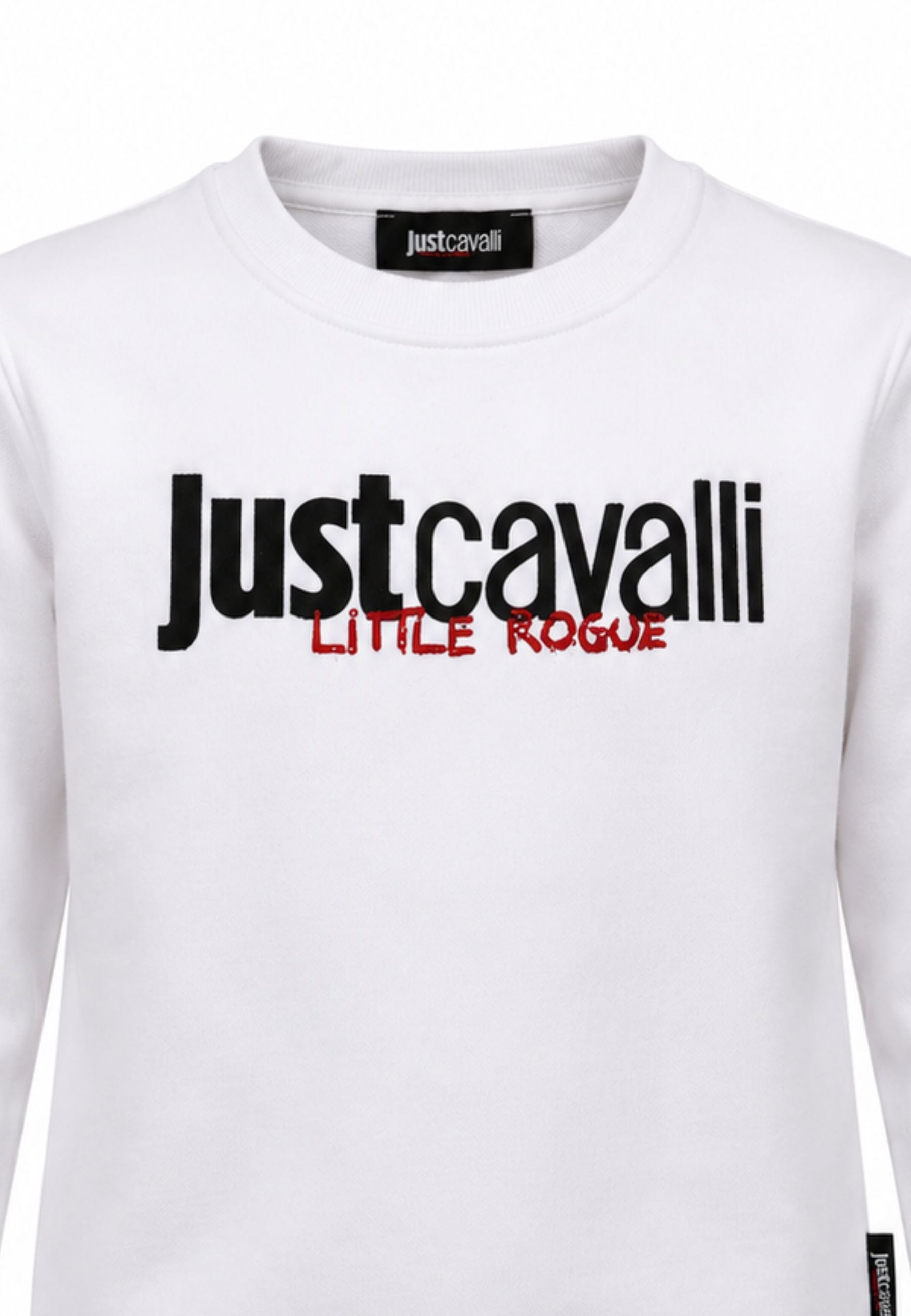 JUST CAVALLI felpa BIANCA GIROCOLLO CON logo borchie Bambine e ragazze jba26158fe.bia_