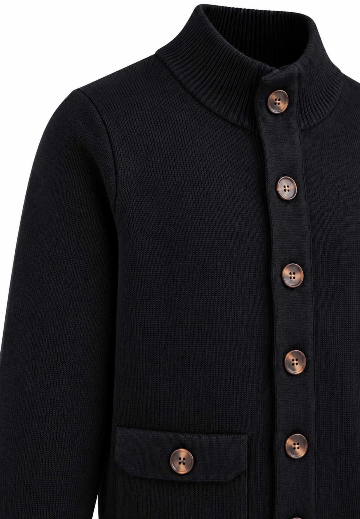 OVERD CARDIGAN NERO A COLLO ALTO CON BOTTONI CENTRALI Bambini e ragazzi OK261812SMG.NE_