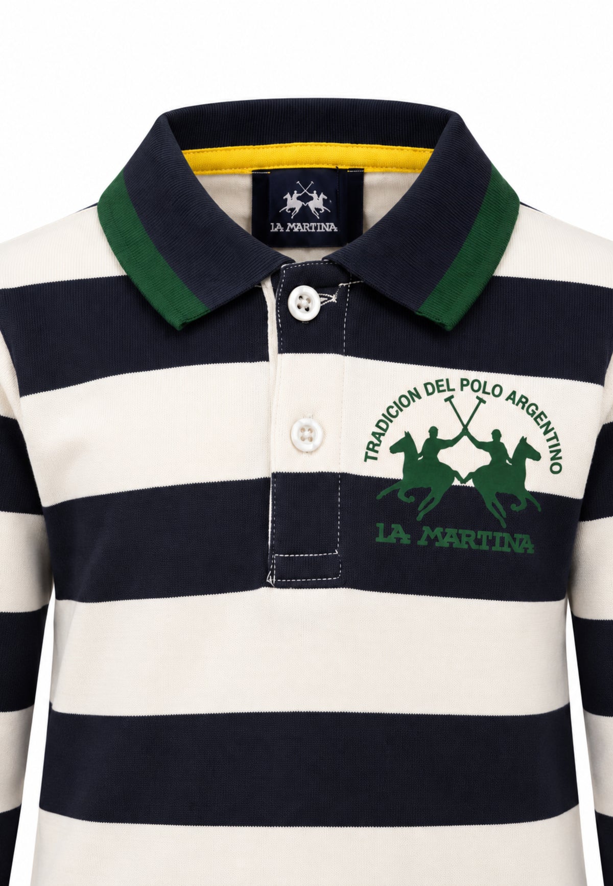 LA MARTINA polo PANNA E BLU A RIGHE A MANICHE LUNGHE Bambini e ragazzi MAB0078.PANNA_