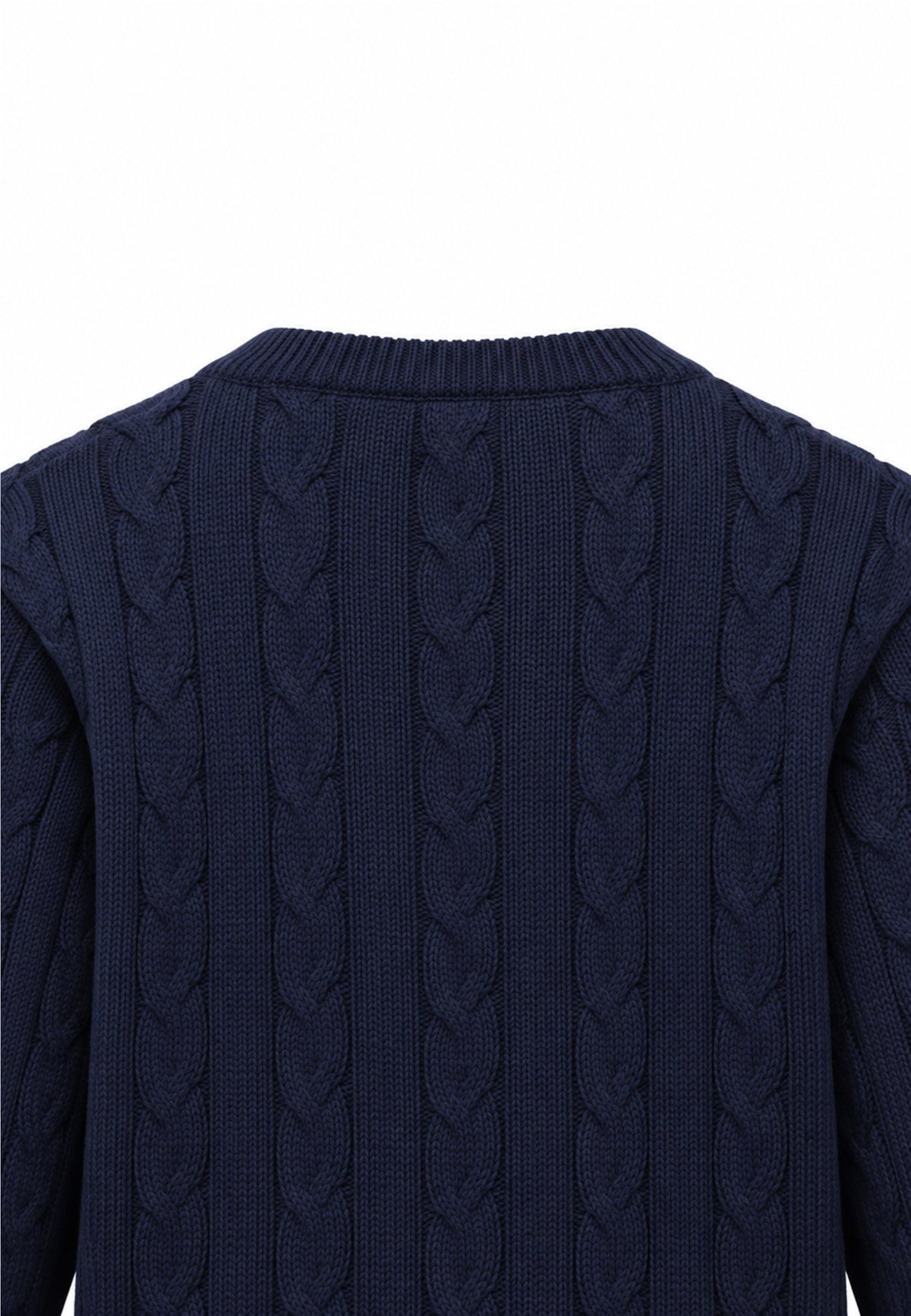 LA MARTINA maglia a treccia blu con logo ricamo a girocollo Bambini e ragazzi mab0101.blu_