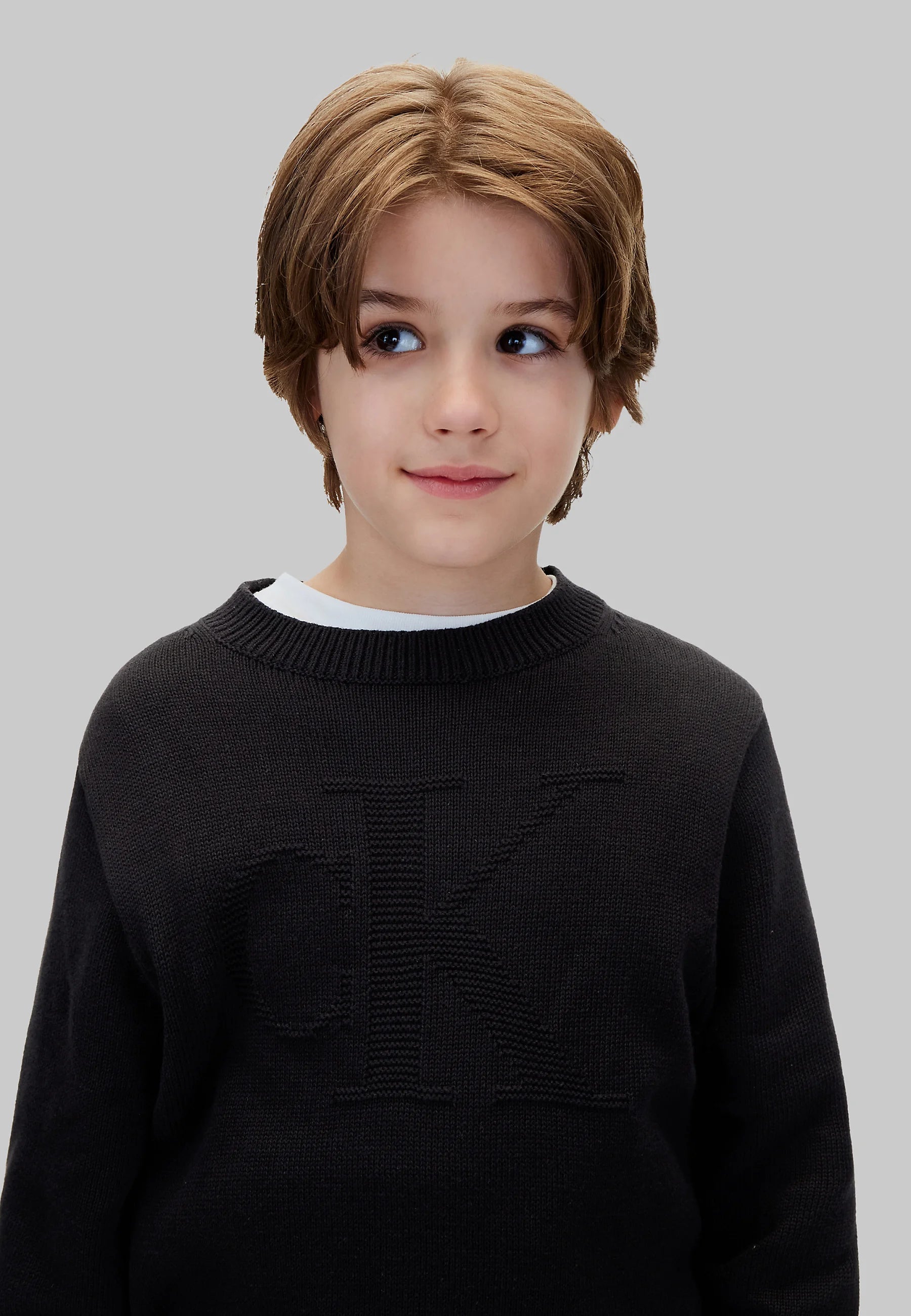 CALVIN KLEIN maglioncino NERO CON LOGO CK TONO SU TONO Bambini e ragazzi lvckfjf048bbeh.ne_