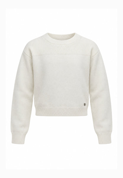 Kocca magliONE PANNA SLIM FIT CON INSERTO A COSTINE Bambine e ragazze zuan.panna_