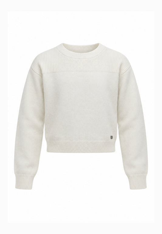 Kocca magliONE PANNA SLIM FIT CON INSERTO A COSTINE Bambine e ragazze zuan.panna_