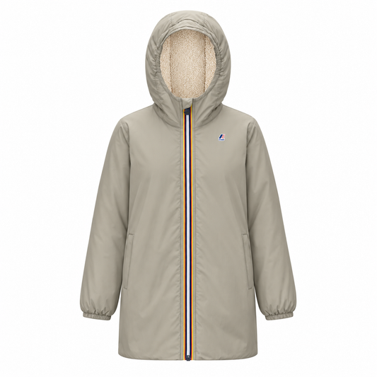 Kway beige unisex con cappuccio interno caldo