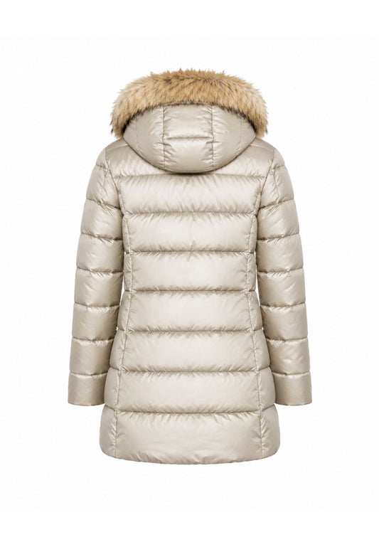 Bomboogie GIUBBOTTO BEIGE TRAPUNTATO CON CAPPUCCIO E PELLICCIA NATURALE Bambine e ragazze CG363VTDLC6.BEIGE_
