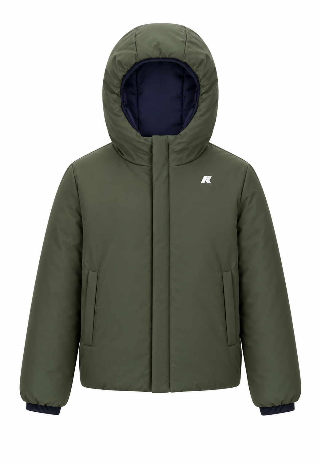 K-Way P. Jack St Warm Double Kids Junior Giacca Reversibile Blu Verde con Cappuccio – Giubbotto Invernale Bambino Ragazzo