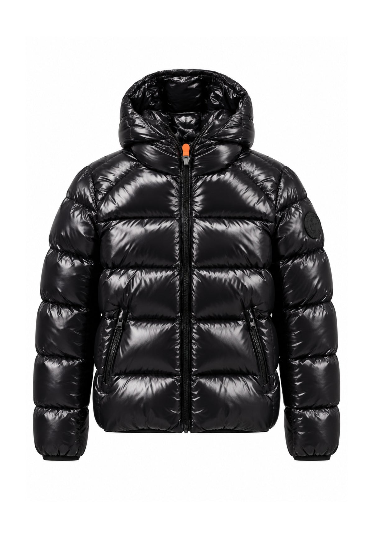 Save the Duck GIUBBOTTO NERO LUCIDO INVERNALE CON CAPPUCCIO Bambini e ragazzi 11-J31280B.NE_