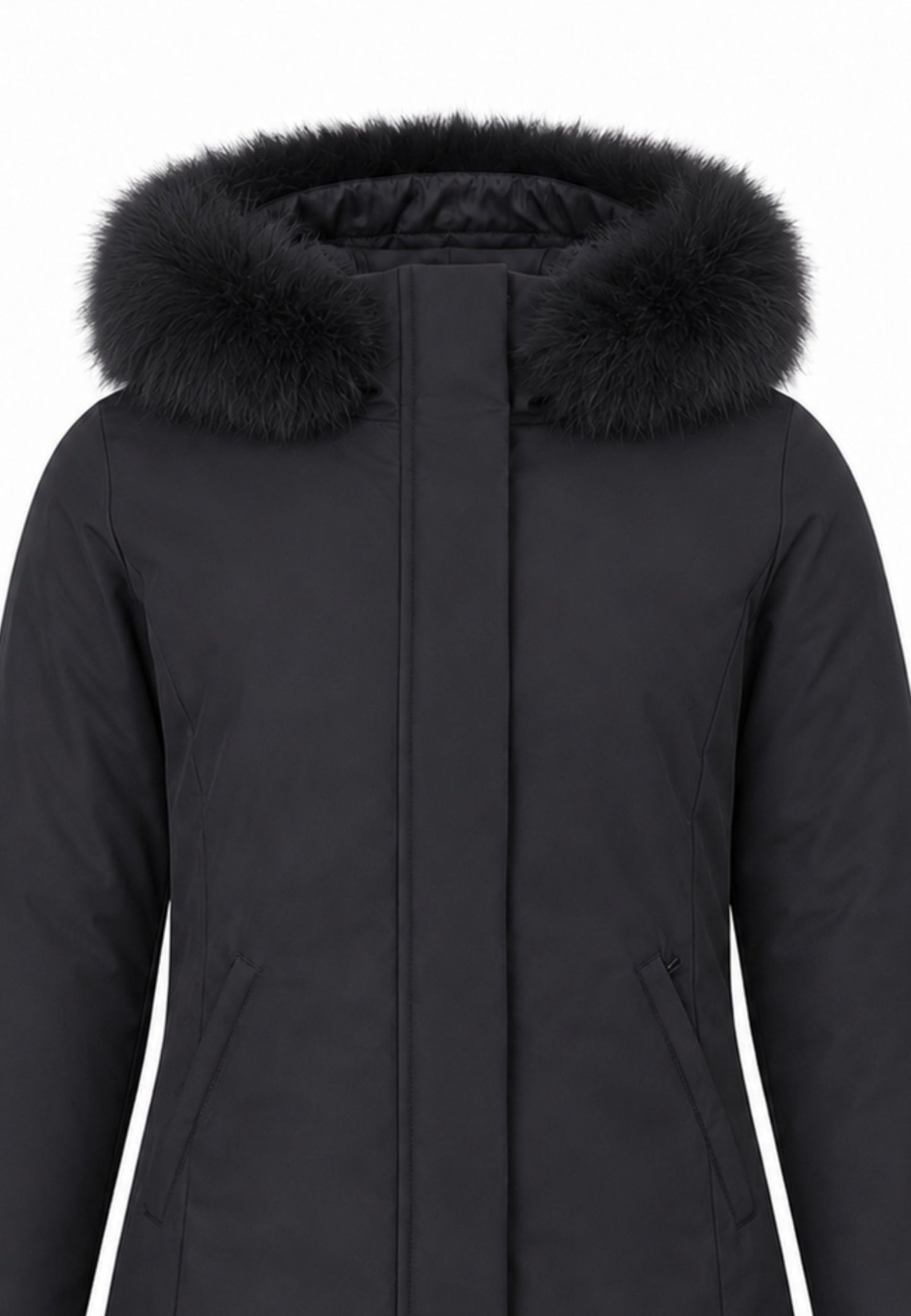 Bomboogie GIUBBOTTO NERO CON CAPPUCCIO E PELLICCIA VERA Bambine e ragazze CG 583V T ACR 6.NE_