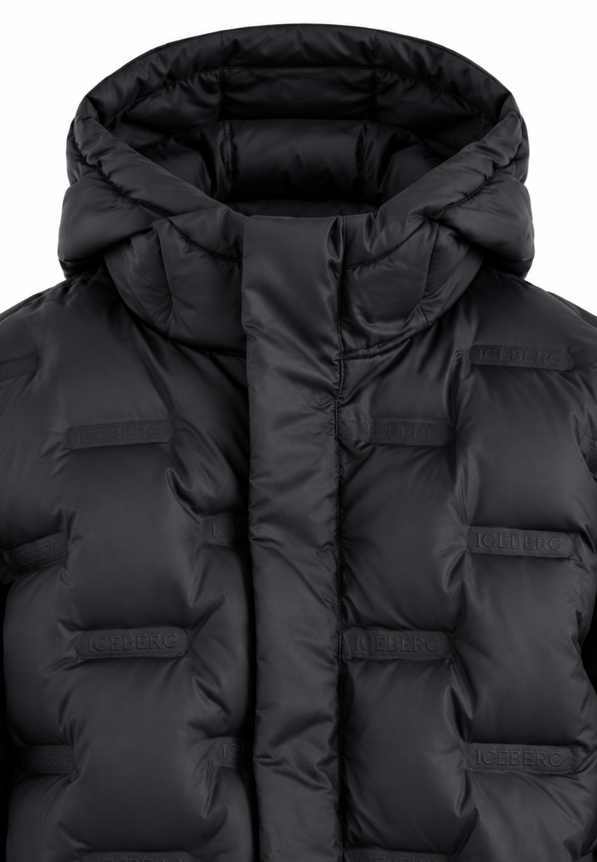 ICEBERGS GIUBBOTTO NERO TRAPUNTATO LOGO Bambini e ragazzi GBICE7306J.NE_