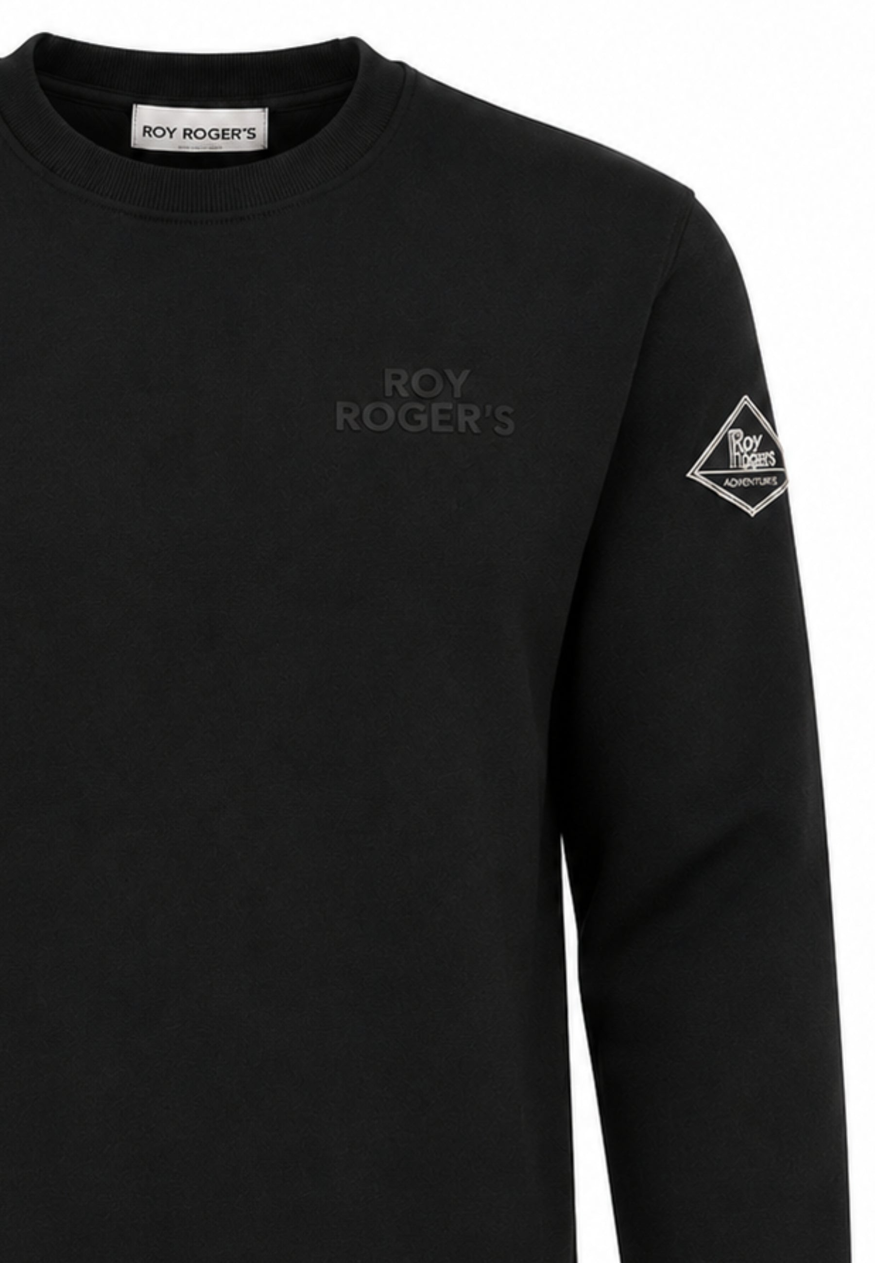 Roy Roger's felpa nera girocollo con logo gommato piccolo Bambini e ragazzi rz486/00.nero_