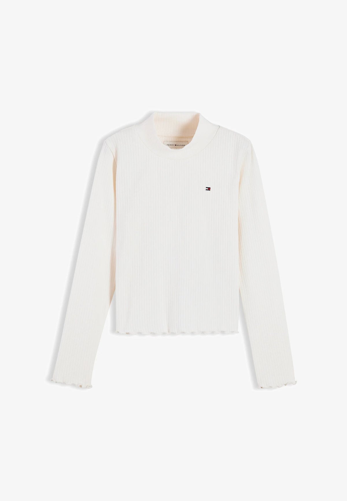 TOMMY HILFIGER MAGLIA PANNA A COLLO ALTO CON ORLO ONDULATO Bambine e ragazze KG0KG08802YBH.PANNA_