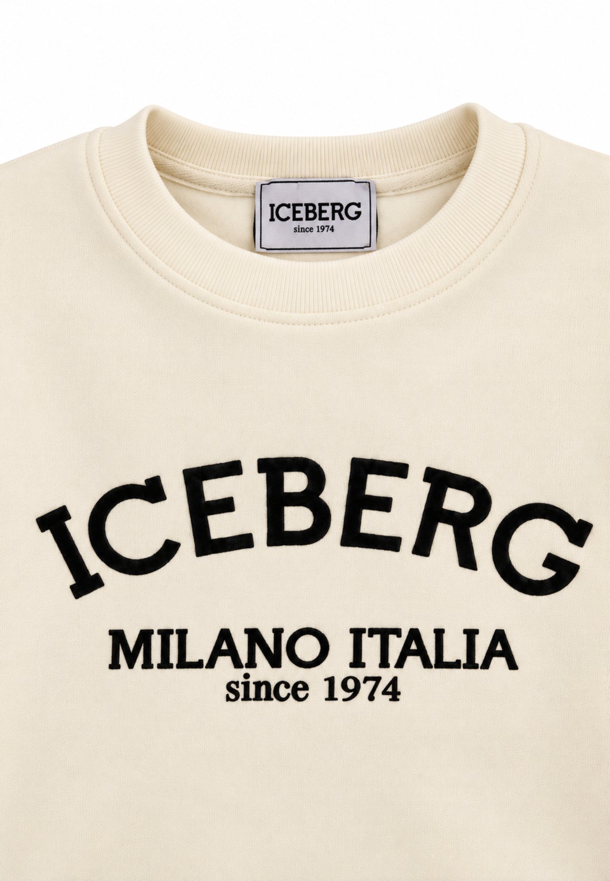 ICEBERGS FELPA PANNA A GIROCOLLO CON MAXI LOGO CENTRALE Bambini e ragazzi MFICE7334J.PANNA_