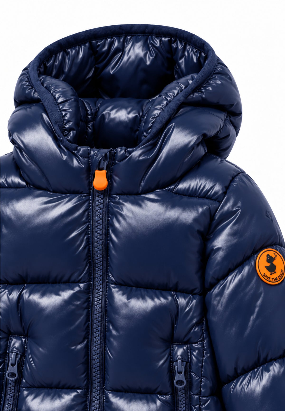 Save the Duck GIUBBOTTO BLU LUCIDO CON CAPPUCCIO Bambini e ragazzi 07-I3323IX.BLU_