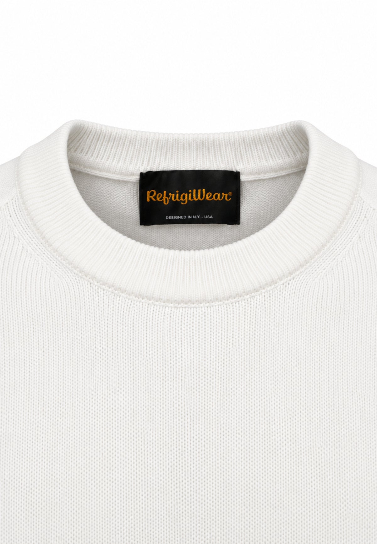 REFRIGIWEAR MAGLIONE PANNA IN LANA SAGOMATO CON MINI LOGO RICAMATO Uomo BENNET PULLOVER.PANNA_