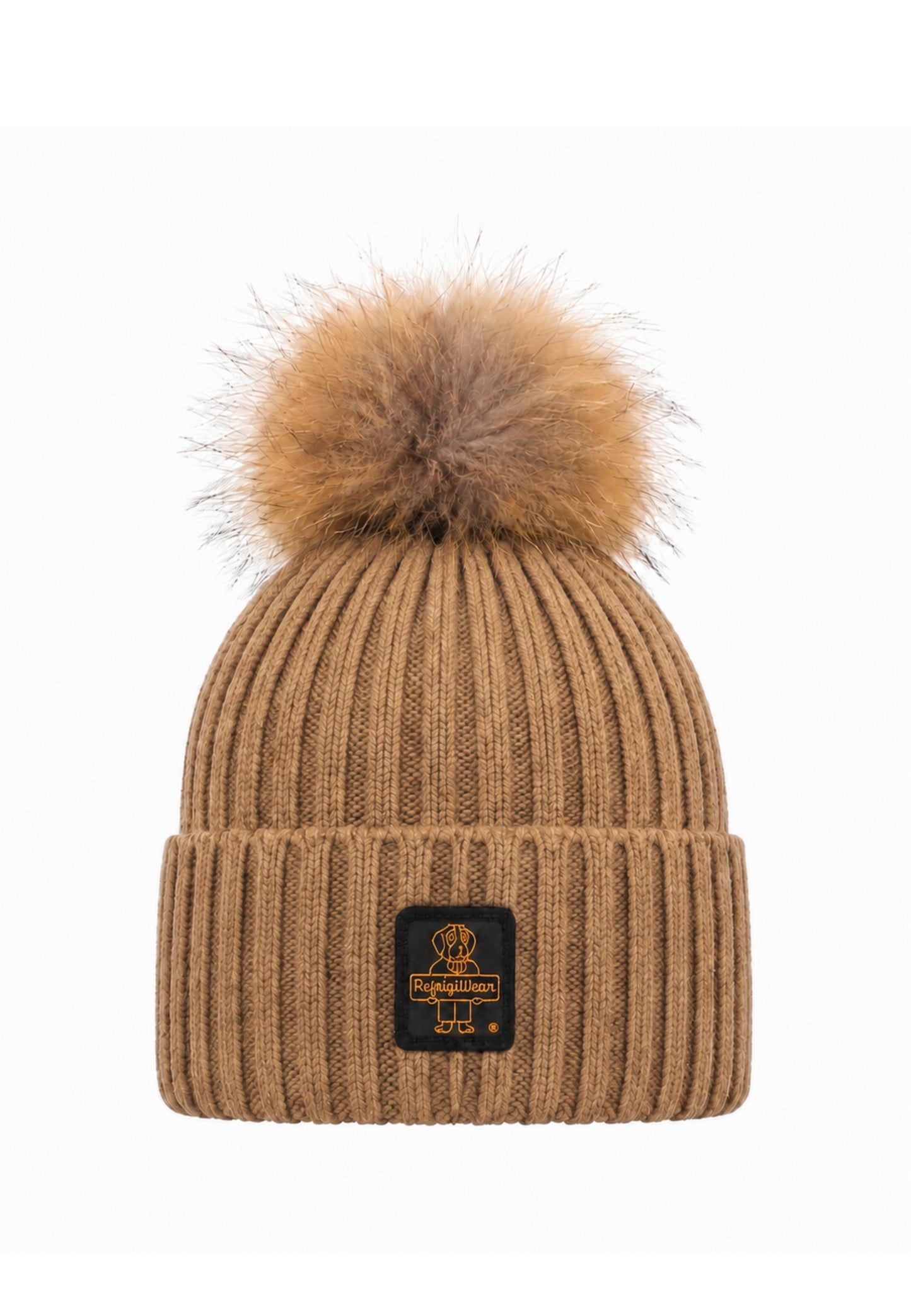 REFRIGIWEAR CAPPELLO BEIGE IN LANA CON POMPOM E LOGO Donna snowflake hat.beige_