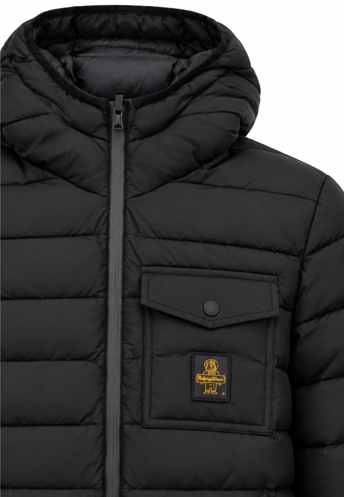 REFRIGIWEAR GIUBBOTTO NERO TRAPUNTATO CON CAPPUCCIO Uomo JOSH JACKET.NE_