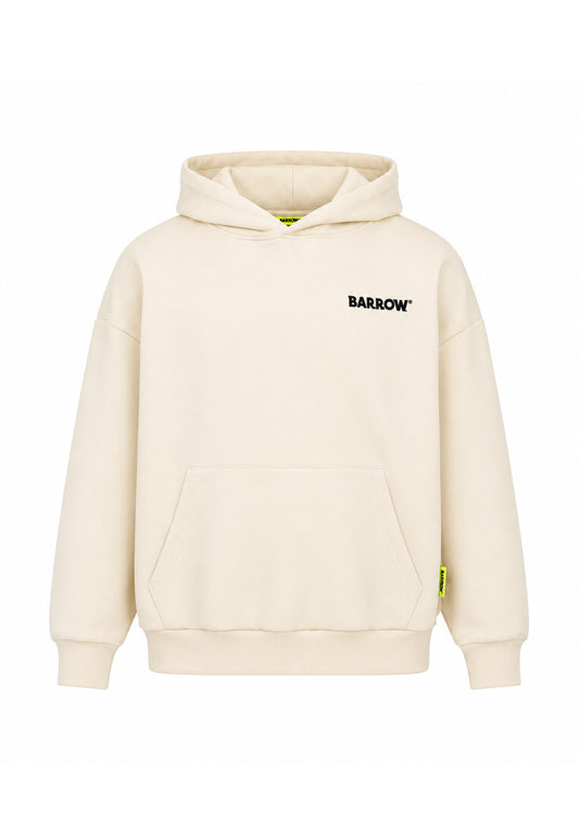 BARROW FELPA PANNA CON CAPPUCCIO con mini scritta davanti e maxi scritta dietro Bambini e ragazzi F6BKJUHS015.PANNA_
