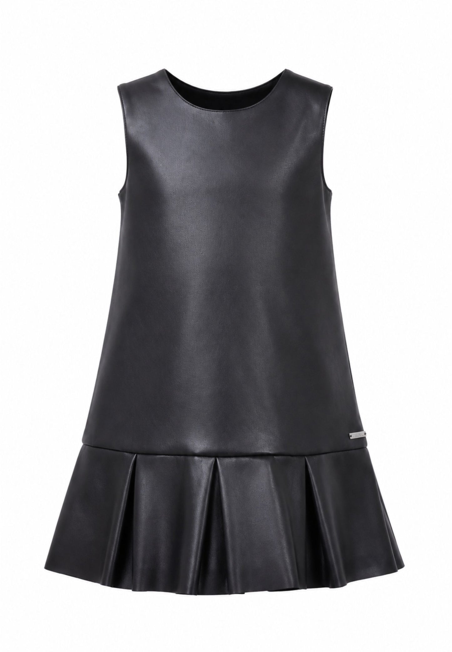 John Richmond abito nero smanicato effetto pelle con gonna a pieghe Bambine e ragazze rga26168ve.ne_