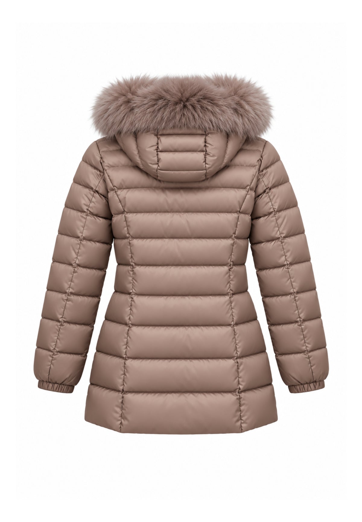 REFRIGIWEAR GIUBBOTTO TORTORA TRAPUNTATO CON CAPPUCCIO E PELLICCIA Donna LONG MEAD FUR JACKET.TORT_